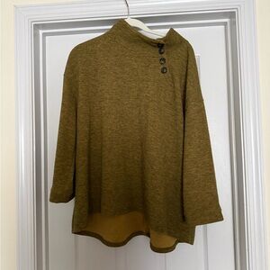 Eri & Ali Anthropologie Olive Green Button-Up Sweater